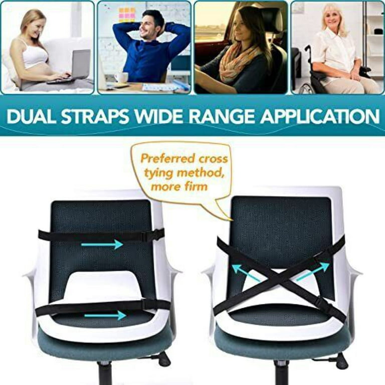 Lumbar Support Pillow for Office Chair Back Support Pillow for Car,  Computer, Gaming Chair, Recliner Memory Foam Back Cushion for Back Pain  Relief