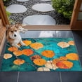 thumbnail image 4 of 2x3 Door Mat Rug, Orange Leaf Non-Skid Rubber Backing Large Rectangle Rugs - Living Room Bedroom Home Office, Abstract Oil Painting Branch Turquoise Indoor Floor Mat Carpets Washable Rug, 4 of 9