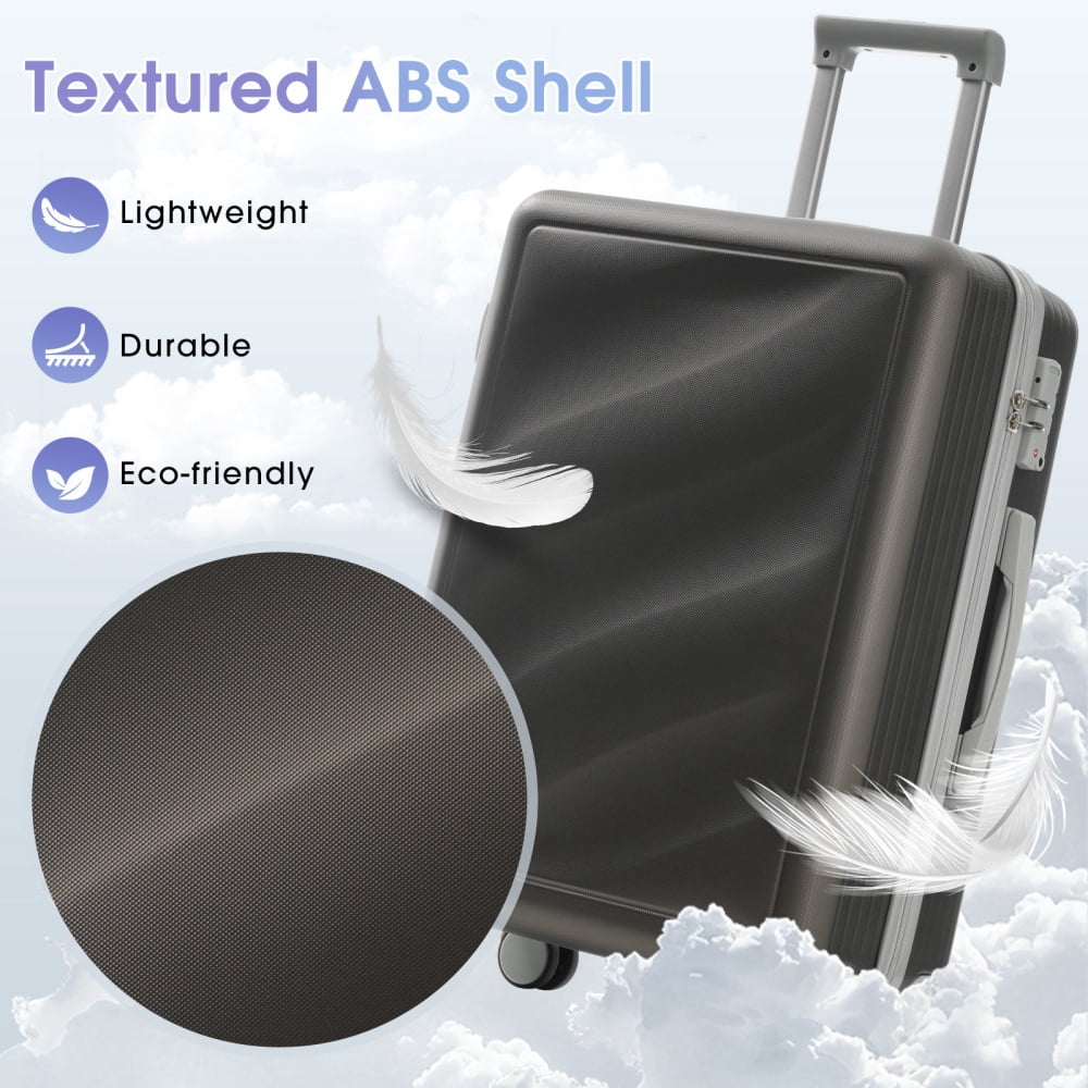 HomePerch 3-Piece Luggage Set (20"/24"/28"), Lightweight ABS Hardshell Suitcases with Spinner Wheels, TSA Lock & Side Hooks, Carry-On and Checked Travel Luggage