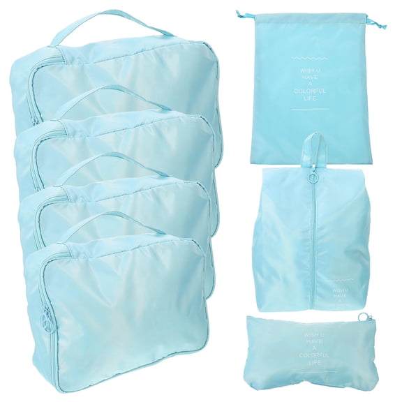 PAMINGONO 7pcs Travel Storage Bag Set Clothes Organization Sky-Blue