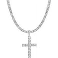 thumbnail image 5 of Charles Raymond Luxury Mens Iced Out Tennis Cross Necklace w/Diamond Quartz Wristwatch - Be Lit & Choose The Matching Blinged Out Cuban ZZ Bracelet Set - ST10327AR SLV Shiny Dial 3pc Set (18"), 5 of 8