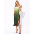 thumbnail image 4 of DARING DIVA Spaghetti Strap Maxi Mesh Cowl Neck Stretchy Flowy Dress XS Green, 4 of 6