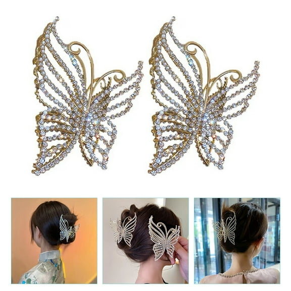 OATIPHO Chic Butterflies Hair Jaw Clips Alloy Material for Parties and Daily Wear 2Pcs