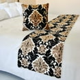 thumbnail image 4 of The HomeCentric King / Queen / Twin Brown Decorative Twin 53"x18" Bed Runner WITHOUT Pillow Cover, Damask Bed Scarf on Velvet fabric - Victoria, 4 of 4