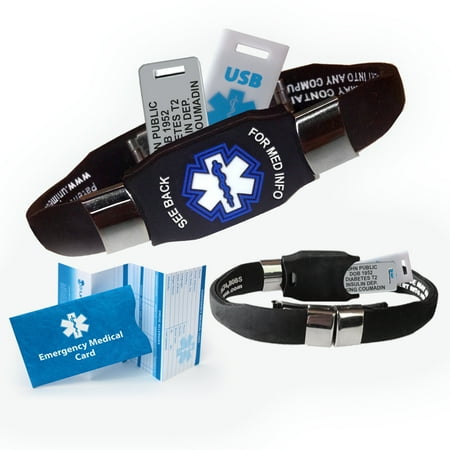 Medical Medical Id Bracelet - ELITE USB PLUS Medical Alert ID Bracelet and 2GB USB. Custom Engraved! Waterproof!