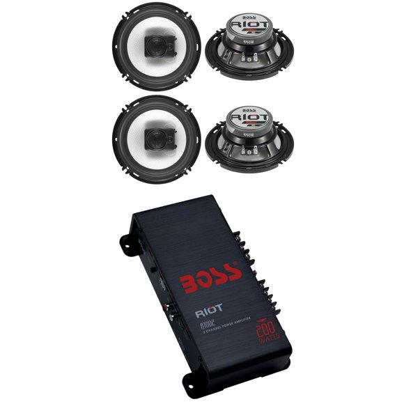 Boss R63 6.5 Pouces 300W Haut-Parleurs Coaxiaux 3 Voies +R1002 Amplificateur 2 Canaux