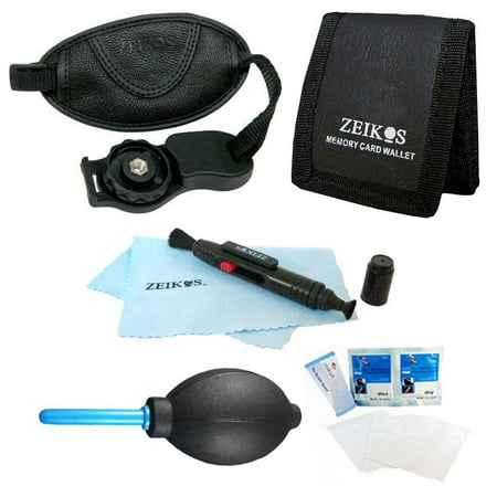 Special Essential Wrist Grip Strap Kit for Digital SLR Cameras - Includes ZE-WGS Professional Wrist Grip Strap, ZE-MC3A 3 Card Tri-fold Memory Card Wallet, Screen Protectors, Dust Removal Blower Syste