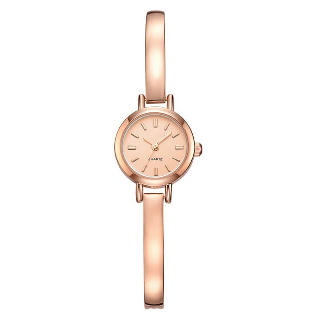 Reloj de cuarzo con correa de aleación de moda, escalas precisas, elegante reloj de pulsera femenino (oro rosa)