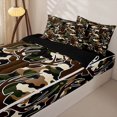 thumbnail image 3 of Castle Fairy Classic Camo Outline Deer Zipper Twin Comforter Sets with Fitted Sheet and 2 Pillowcases,Abstract Camouflage Animal Zipper Bedding Set,Olive Brown Cream,Black Reversible,4-Piece, 3 of 6