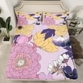 thumbnail image 2 of Homewish Purple Flowers 3pcs Twin Sheet Sets For Teens Female Girls,Spring Garden Twin Fitted Sheet,Exotic Style Floral Breathable Flat Sheet,Lightweight Room Decor, 2 of 7