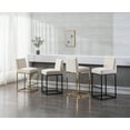 thumbnail image 3 of Guyou 27" Height Linen Upholstered Bar Stool Set of 2, Modern Metal Counter Height Stool with Mid Backrest and Footrest for Kitchen Island Bar Restaurant, Cream, 3 of 12