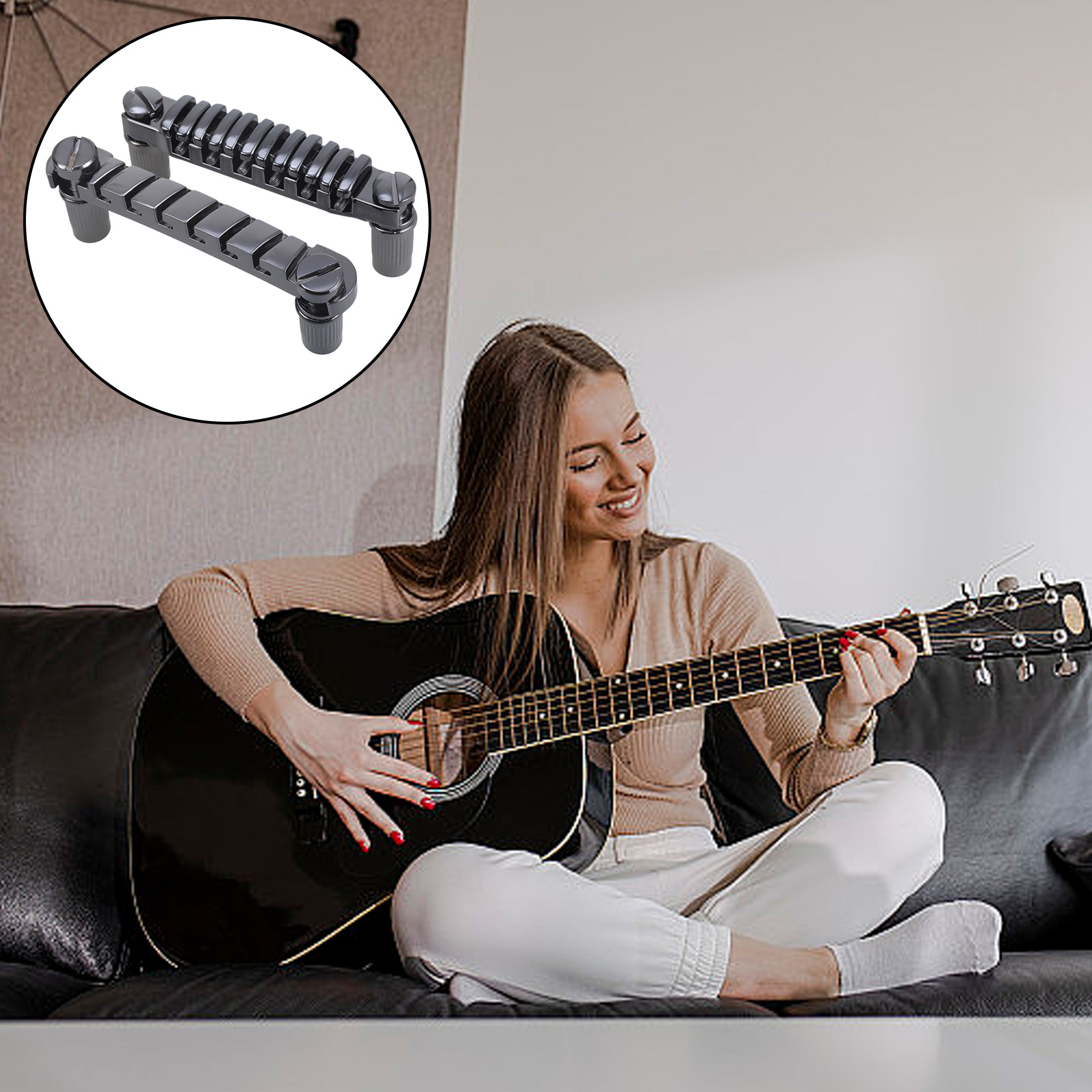 Change Guitar Bridge Tailpiece Electric Guitar Bridge Top String Individual Saddles for 52mm String Space