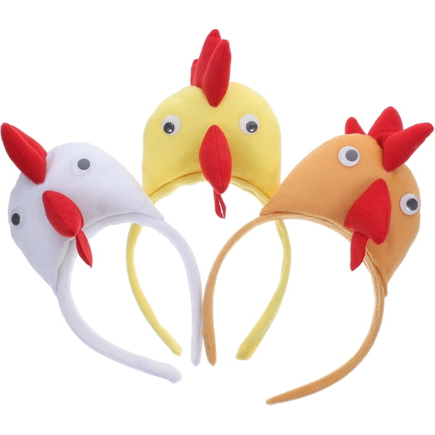 3 diademas de gallo, diadema de pollo de dibujos animados, accesorio para disfraz de pollo, diademas divertidas para disfraz de gallo, diadema de fiesta