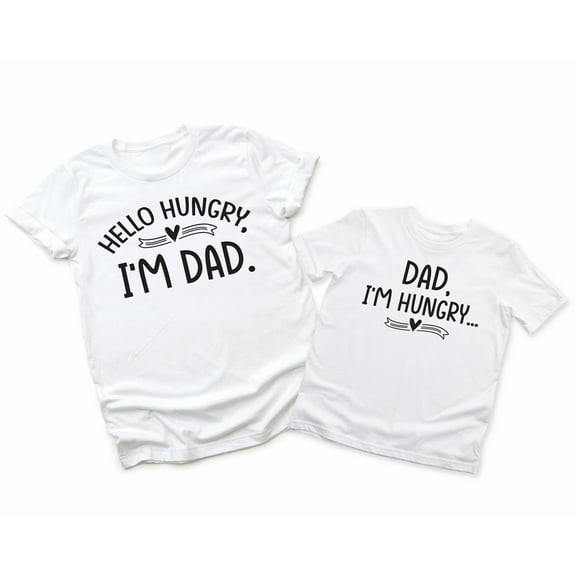 Hello Hungry I'm Dad Men's T-Shirt Funny Matching Tee Dad I'm Hungry Kids Toddler Shirt Baby