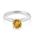 thumbnail image 2 of Gem Stone King 14K White Gold Yellow Citrine Solitaire Engagement 4-Prong Ring for Women | 0.80 Cttw | Round 6MM | Gemstone November Birthstone (Size 7), 2 of 4