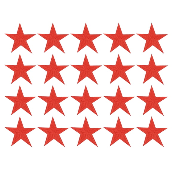 Uxcell 20Pack Iron on Star Patches, Sew on Star Embroidered Patches, DIY Applique Repair Patch for Crafts, 75mm Bright Red