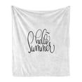 thumbnail image 1 of Hello Summer Soft Flannel Fleece Blanket, Calligraphy Handwritten Lettering Illustration in Black Vintage Swirly Style, Cozy Plush for Indoor and Outdoor Use, 60" x 80", Black White, by Ambesonne, 1 of 6