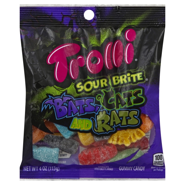 Trolli Sour Brite Bats, Cats and Rats Assorted Gummi Candy 4 oz