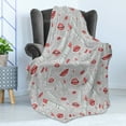 thumbnail image 4 of Hipster Soft Flannel Fleece Blanket, Make up Pattern Lips and Lipstick Fashion Girl Theme Beauty Treatment Cosmetic Design, Cozy Plush for Indoor and Outdoor Use, 50" x 60", Red Grey, by Ambesonne, 4 of 5