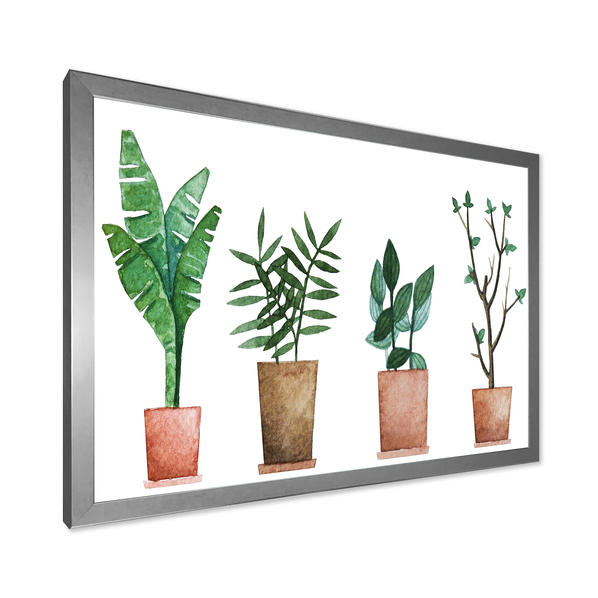 Designart 'Duo of Potted Flowers House Plants In Claypots' Farmhouse Framed Art Print