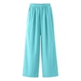 thumbnail image 4 of RYDCOT Mens Casual Linen Pants Loose Fit Elastic Waist Straight-Legs Summer Yoga Beach Long Pants Sky Blue, 4 of 5