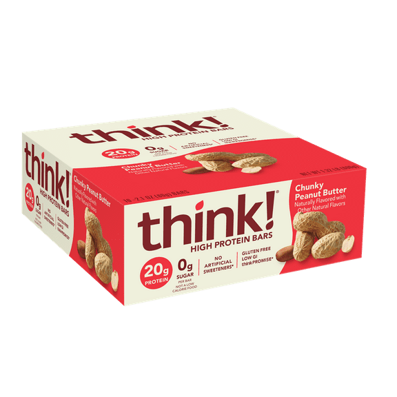 think! High Protein Bars, Chunky Peanut Butter, 20g Protein, 10 Ct