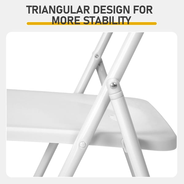 Alvantor 10 Pack Stackable Plastic Folding Chairs, Iron Frame, 280 lb Capacity for Parties, Weddings and Events, White