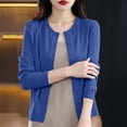 thumbnail image 5 of QIYAGBSA Cardigan Sweater for Women Round Neck Button Front Long Sleeve Stretch Knit Lightweight for Office and Daily Wear (Blue XL), 5 of 6