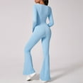 thumbnail image 3 of WMTBSRSW Long Sleeve Jumpsuits for Women Square Neck Flare Wide Leg Full Length Romper Playsuit Slim Fit Yoga Bell Bottoms Flare Jumpsuits, 3 of 7