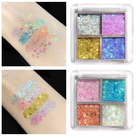 2 Pack Four Colors Sequined Eye Shadow Creams Makeup Creamy Long-Lasting Eye Makeup Kit, Natural & Shimmer Shades Contour Stick, Perfect Gifts For Women