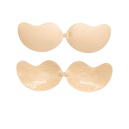 BIMEI Sticky Bra Adhesive Bra Reusable Stick On Bra Strapless Breathable Bras for Women Mango Shape 1 Pair Nude D Cup