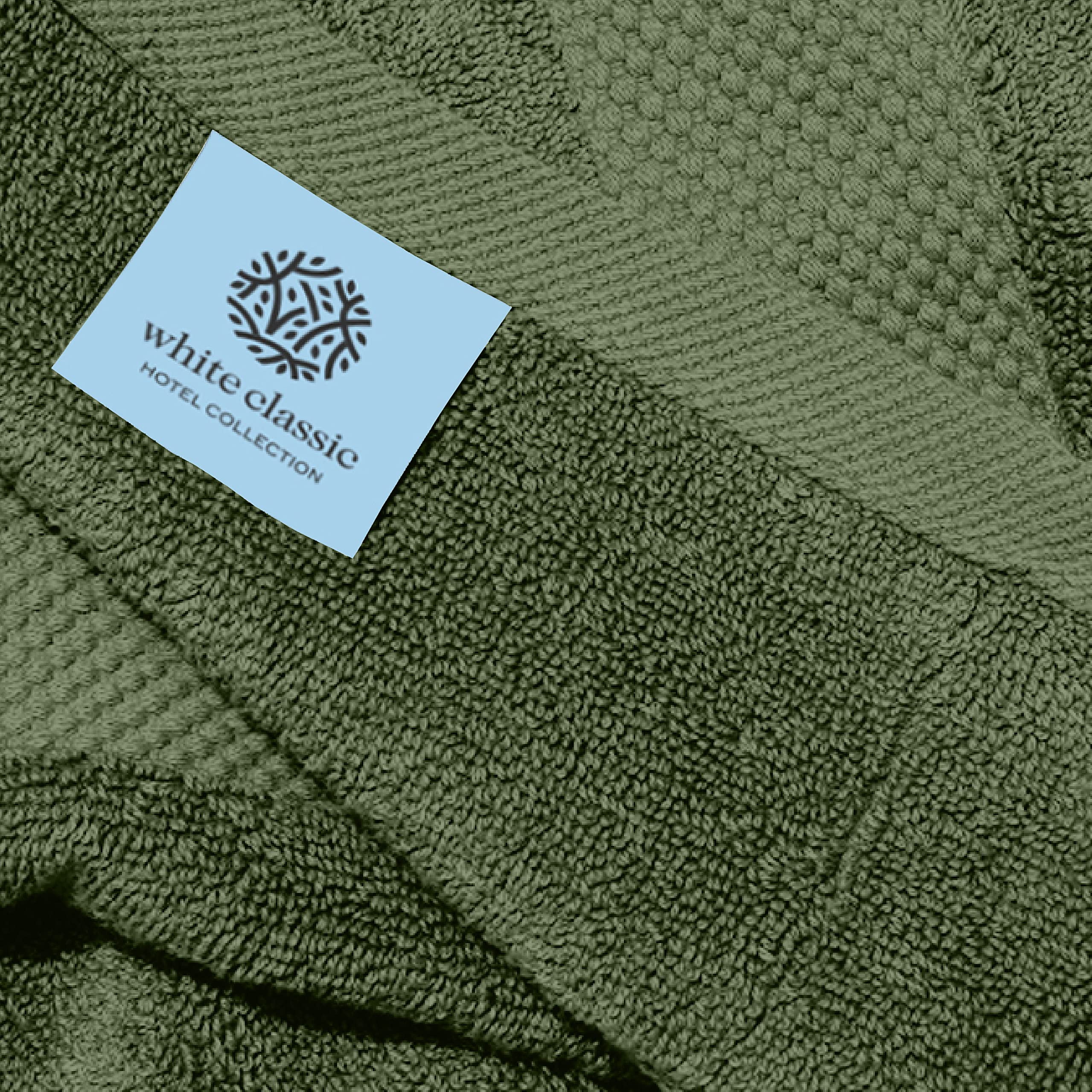 White Classic Hotel Collection Luxury Soft Cotton Hand Towels, Green, 16 x 30, 6 Pack