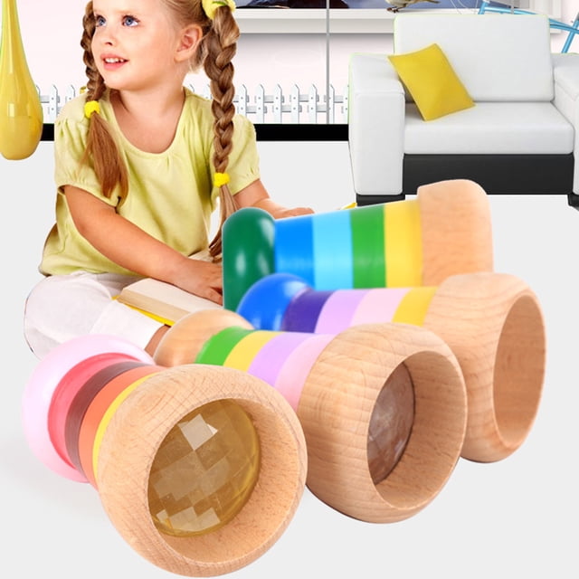 BESTYASH Kaleidoscope Kit for Toddlers Educational Toy Beech Wood Color Recognition Grasping Training 1Pcs