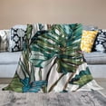 thumbnail image 2 of Nawypu Green Palm Banana Leaf Throw Blanket, Soft Cozy Warm Flannel Throw Blanket for Couch &amp; Bed, Lightweight Boho Throw Blanket for Indoor and Outdoor, 2 of 6