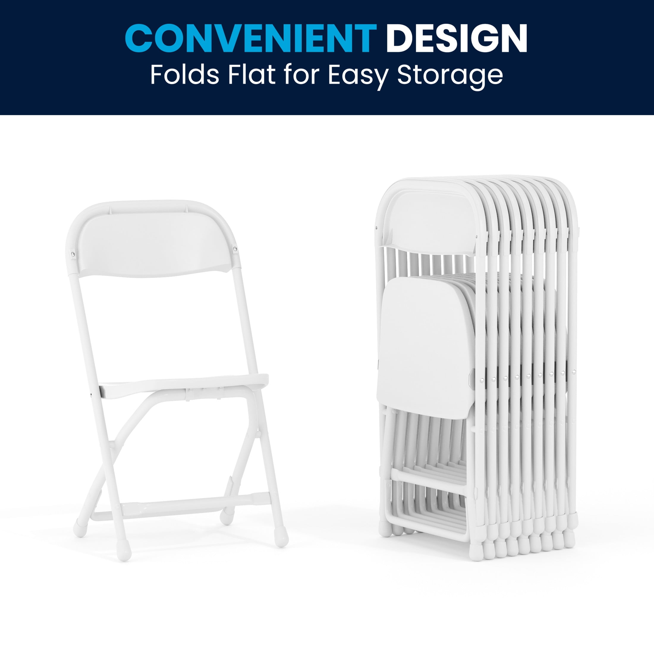Flash Furniture 2 Pack Kids White Plastic Folding Chair