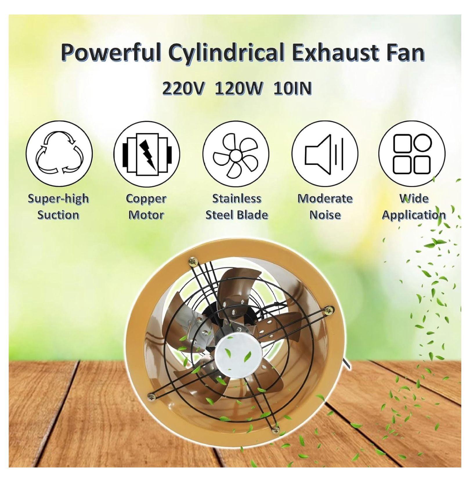 220V 10 inch Axial Fan Explosion-Proof Axial Flow Fan Cylinder Pipe Fan Tube Fan Wall Mounted Ventilator Draft Fan Tube Axial Fan 1400RPM Window Exhaust Fan for Kitchen Warehouse Workshop