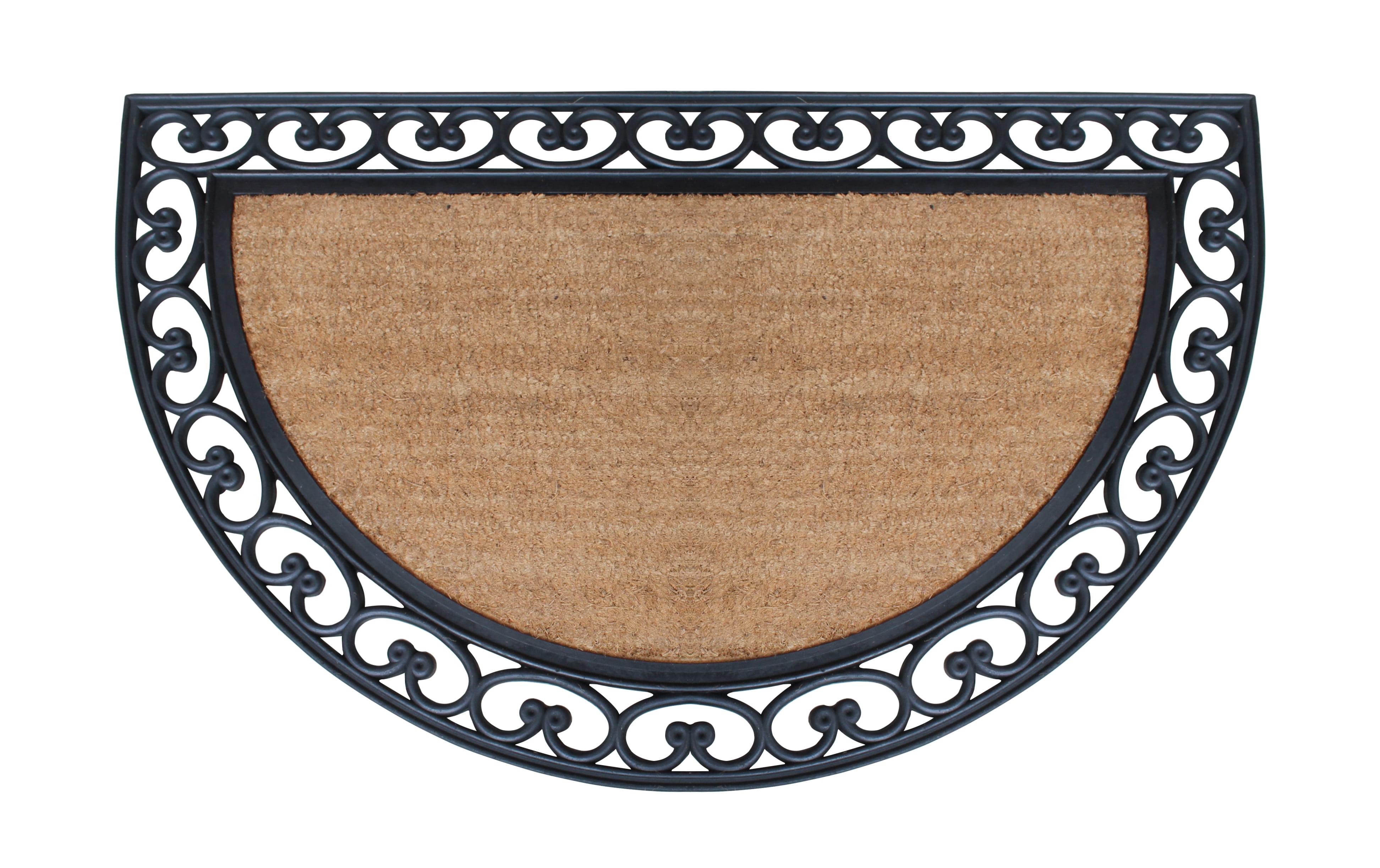 A1HC Half Round Rubber and Coir 30" x 48" Classic Black Double Doormat