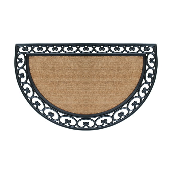 A1HC Half Round Rubber and Coir 30" x 48" Classic Black Double Doormat