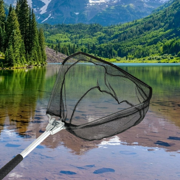 Hotbest Portable Floating Fishing Net Triangular Fly Fish Landing Net Foldable Collapsible Rod Safe Fish Catching Releasing Trout Bass Net Durable