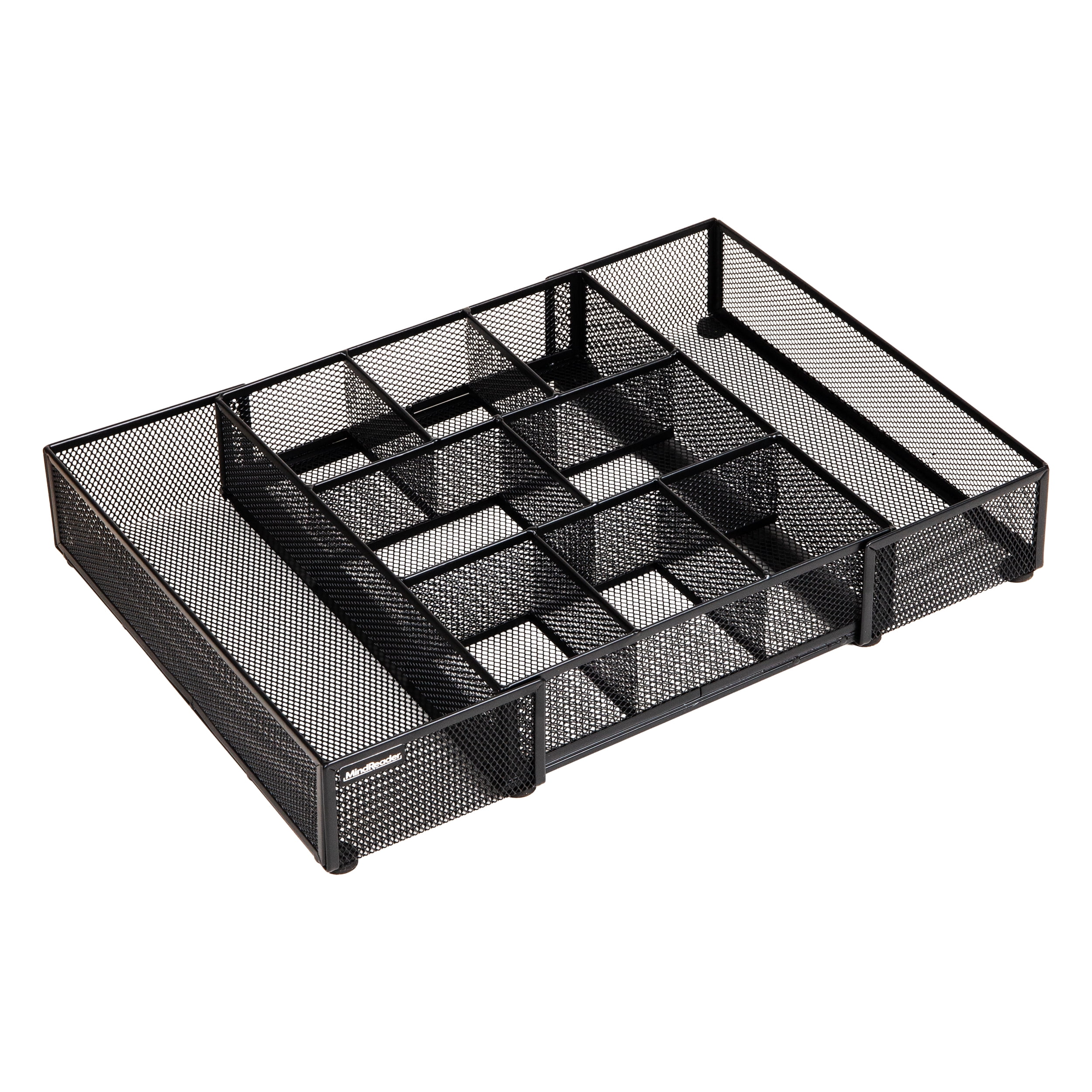 Mind Reader Expandable Mesh Desk Drawer Organizer, Adjustable from 9.25" to 17.125", Office Supply Storage Tray, Makeup Organizer, Black