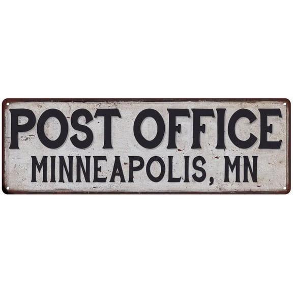 Minneapolis, Mn Post Office Metal Sign Vintage 6x18 106180011037