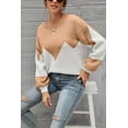 thumbnail image 2 of Drop Shoulder Color Block Sweater Beige Medium, 2 of 4