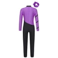 thumbnail image 4 of YONGHS Kids Girls Dance Unitards Jumpsuit Long Sleeve Gymnastics Bodysuit with Hair Tie Purple 16, 4 of 7