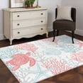 thumbnail image 3 of 3'x5' Area Rugs, Red Aqua Coastal Indoor Outdoor Area Rug for Living Room Bedroom, Sea Turtle Nautical Coral Summer Beach Washable Bathroom Rugs Kitchen Floor Carpet Mats Home Decor Aesthetic, 3 of 8