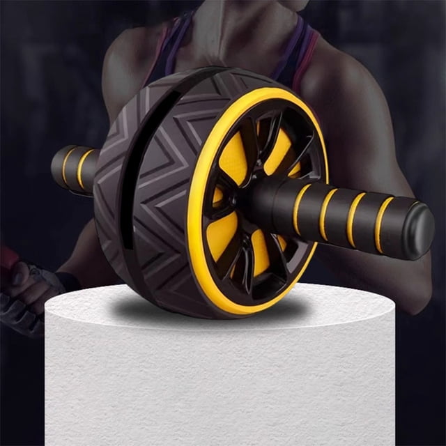 Abdominal Wheel Roller for Core Strength Training - 11.81 Inch Fitness Roller with Knee Pad - Plastic & Steel Abdominal Muscle Trainer for Home Gym Workouts Akmoler | Plastic, Yellow