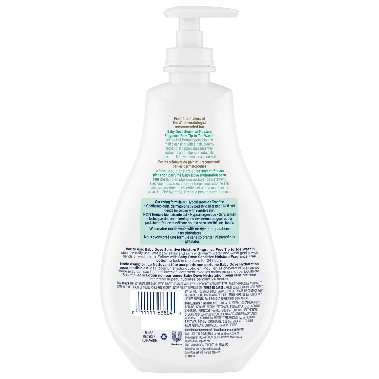 Nettoyant Baby Dove Hydratation Peau Sensibl Nettoyant Pour Bébés 591ml