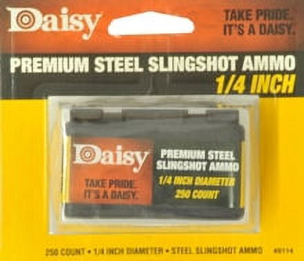 Daisy 1/4 in Steel Sling Shot Ammo 250 Count Resealable Box with belt clip