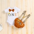 thumbnail image 5 of IBTOM CASTLE Infant Baby Boys Wild One First Birthday Outfit Bowtie Romper+Suspenders+Pants+Headband Cake Smash Clothes Set, 4-Piece, 5 of 11