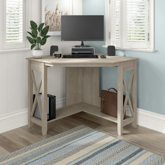 Key West Small Corner Desk in Washed Gray - Engineered Wood