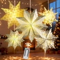 thumbnail image 1 of Faroles navideños de papel con forma de copos de nieve OuMuaMua, 5 unidades con LED, 1 of 9